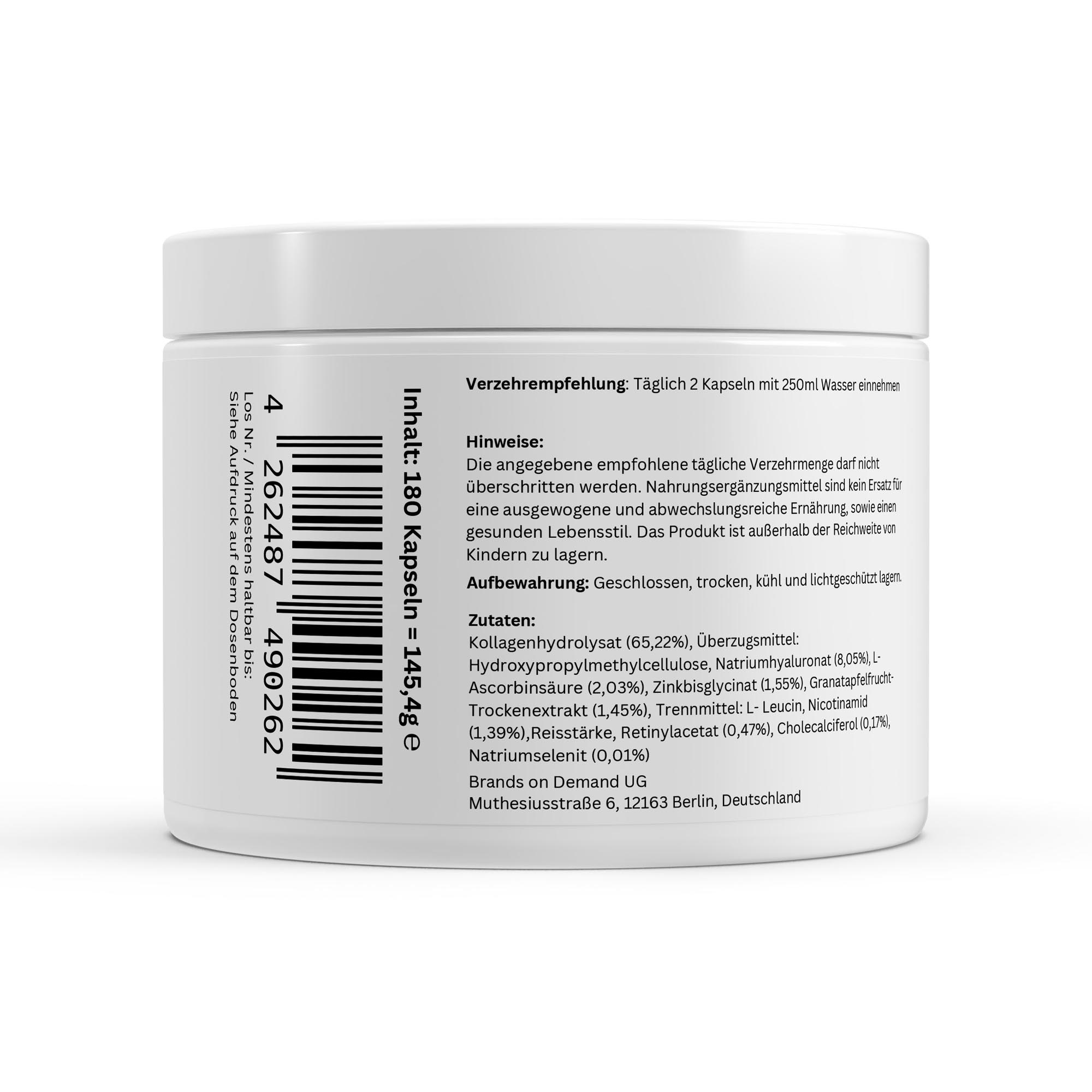 Kollagenhydrolysat PLUS Haut Haare Nägel - 180 Kapseln – Bild 4