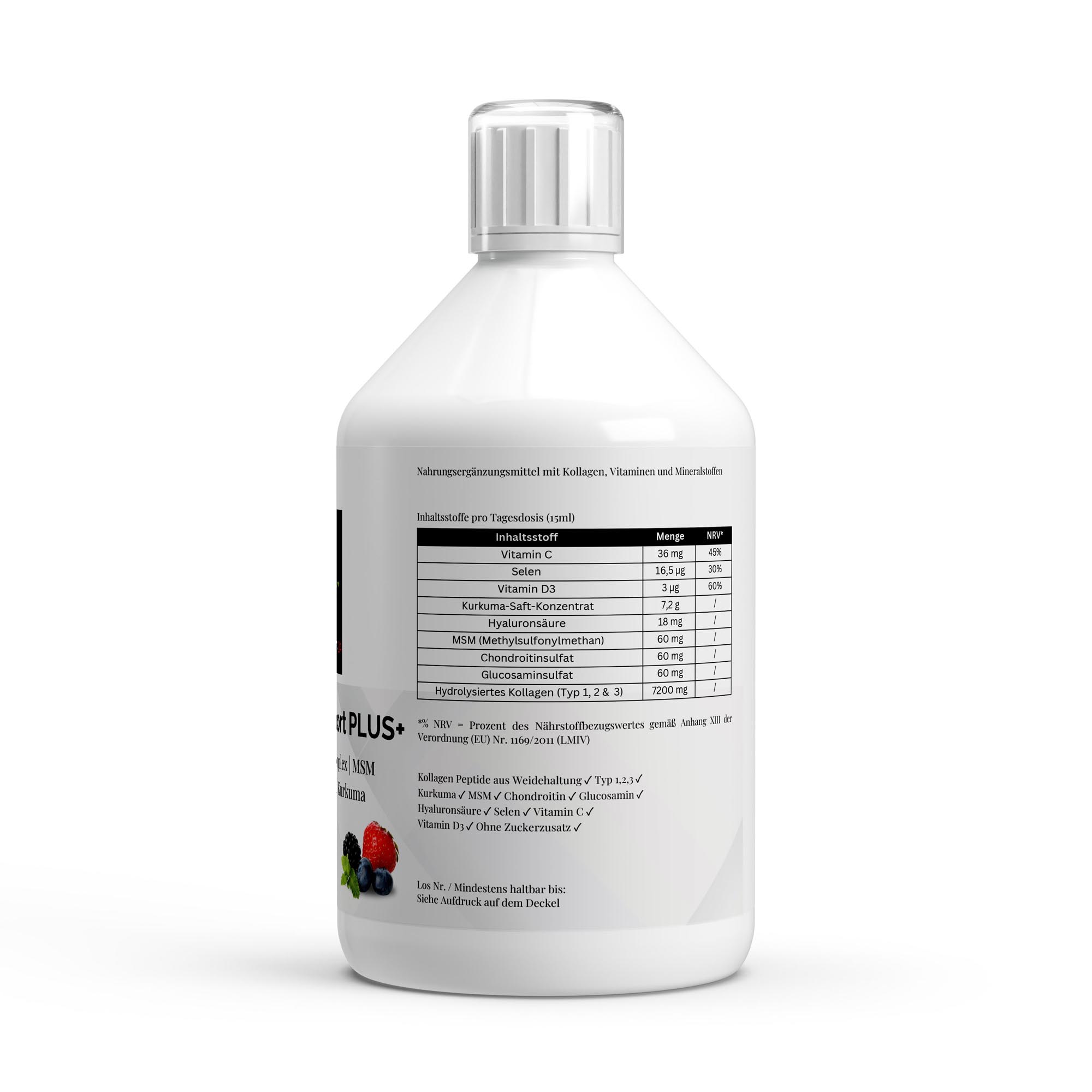 Kollagen Support PLUS+ Shots (1500 DA) - Wild Berry - 500ml – Bild 3