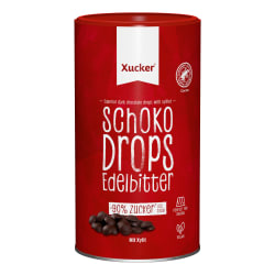 Vegane Schokodrops Edelbitter mit finnischem Xylit (750g)