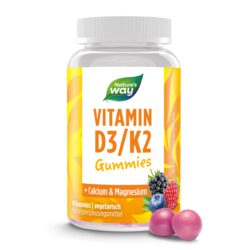 Vitamin D3/K2 Gummibärchen für Erwachsene & Kinder I 25 µg Vitamin D3 I 25 µg Vitamin K2 I Wild Berry Geschmack I 60 Stk