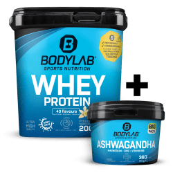 Whey + BIG PACK Ashwagandha (360 Kapseln)