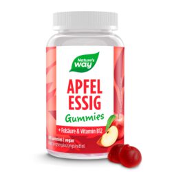 Apfelessig Gummies I 1000 mg Apfelessigpulver, Folsäure, Vitamin B12 I natürlicher Apfelgeschmack I vegan I 60 Stk