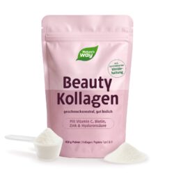 Beauty Kollagen Pulver I 5in1 I 15 g Kollagen Typ I & III, 50 mg Hyaluronsäure, Biotin, Vitamin C, Zink I 30 Portionen