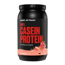 Body Attack - 100 % Casein Protein - Strawberry - 900 g