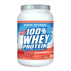 Body Attack - 100 % Whey Protein - Strawberry - 900 g