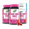 Hair Skin Nails Gummies I 4in1 mit 2500 µg Biotin, Zink, Kollagen, Silizium I Erdbeer-Geschmack I ohne Gelatine I 60 Stk
