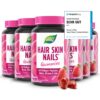 Hair Skin Nails Gummies I 4in1 mit 2500 µg Biotin, Zink, Kollagen, Silizium I Erdbeer-Geschmack I ohne Gelatine I 60 Stk