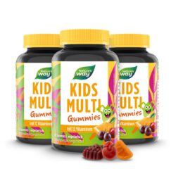 Kids Multi Gummies I Multivitamin für Kinder ab 4 Jahren I 14 Nährstoffe I Orangen-, Trauben-, Kirsch-Geschmack I 60 Stk