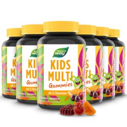 Kids Multi Gummies I Multivitamin für Kinder ab 4 Jahren I 14 Nährstoffe I Orangen-, Trauben-, Kirsch-Geschmack I 60 Stk