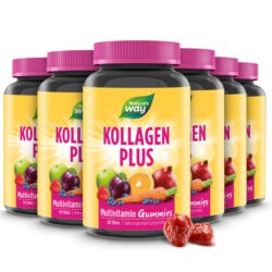 Kollagen Gummibärchen I 2500 µg Biotin und 255 mg Kollagen-Peptide I Erdbeer-Geschmack I ohne Gelatine I 60 Stk