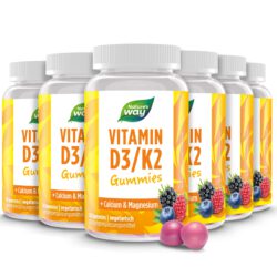 Vitamin D3/K2 Gummibärchen für Erwachsene & Kinder I 25 µg Vitamin D3 I 25 µg Vitamin K2 I Wild Berry Geschmack I 60 Stk